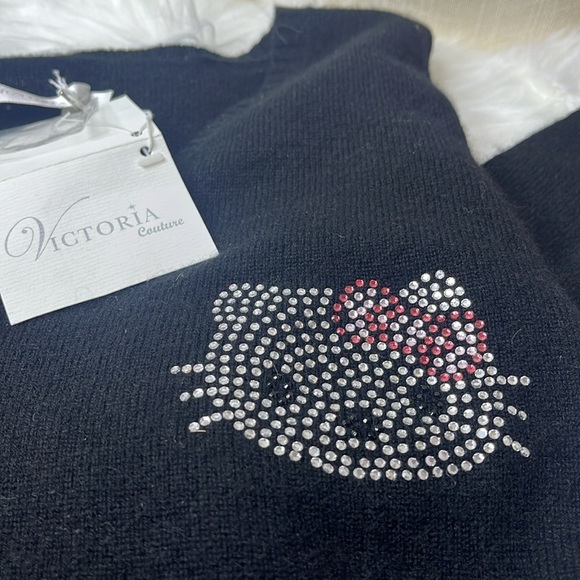 Hello Kitty Sweaters - HELLO KITTY COUTURE By VICTORIA COUTURE VINTAGE CASHMERE RHINESTONE SWEATER